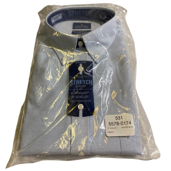 Stafford Other - NWT Stafford Wrinkle Free Oxford Blue Dress Shirt Size 17 1/2 34-35